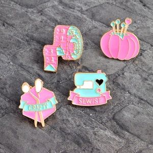 Set of 4 “Crafty” Enamel Pins (Sewing, etc.)